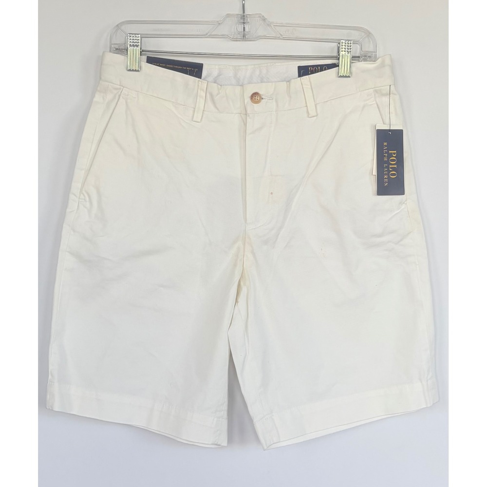 Polo Ralph Lauren Mens White Stretch Classic Fit 9in Chino Shorts Size 34 New